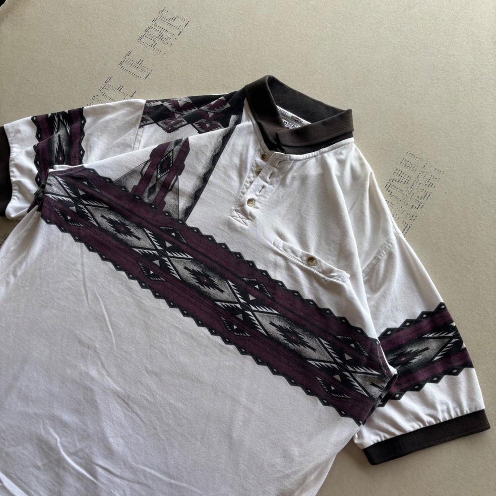 Vintage 90s Aztec Polo T-shirt